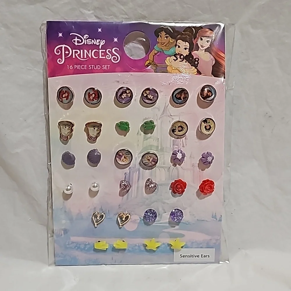 Disney Princess 16 Pairs Stud Set Sensitive Ears New